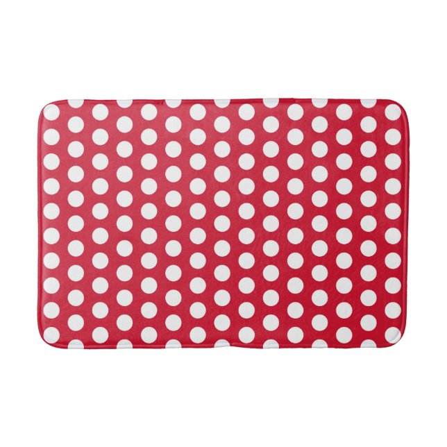 Retro Red Polka Dot Bathroom Rug Bath Mat (Front)
