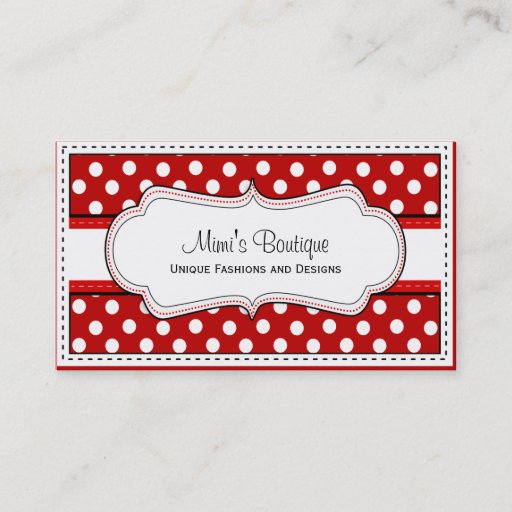 Customizable Retro Red polka dot business cards