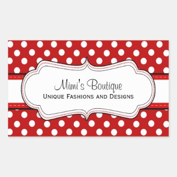 Retro Red Polka Dot Business Rectangular Stickers by inspirationzstore at Zazzle