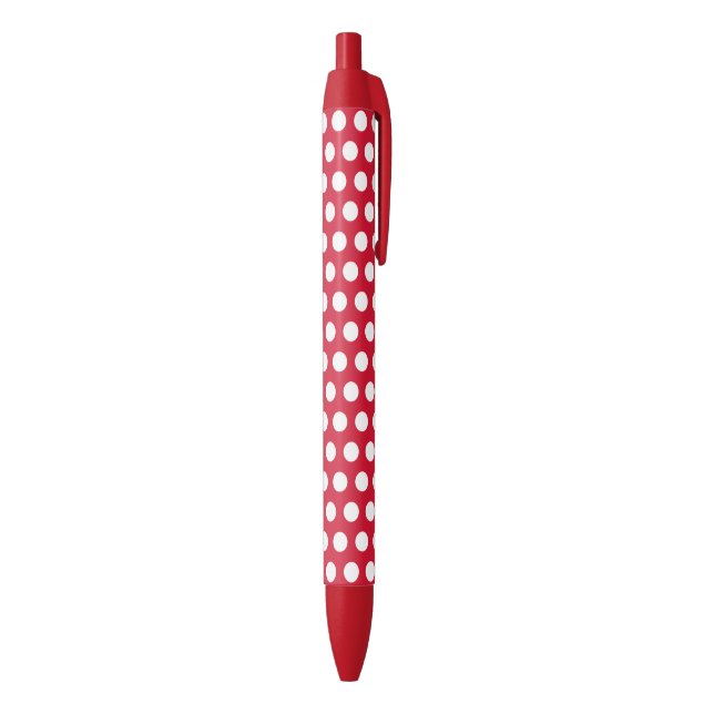 Retro Red Polka Dot School Office Writing Pen Gift (Bottom (Vertical))