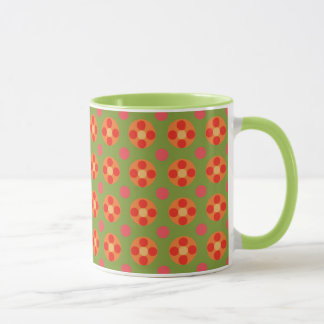 Retro Red Poppies and Polka Dots Ringer Coffee Mug