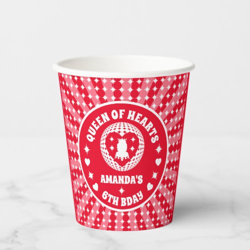 Retro Red Queen Of Hearts Birthday Paper Cups