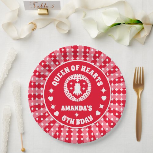 Retro Red Queen Of Hearts Birthday Paper Plates