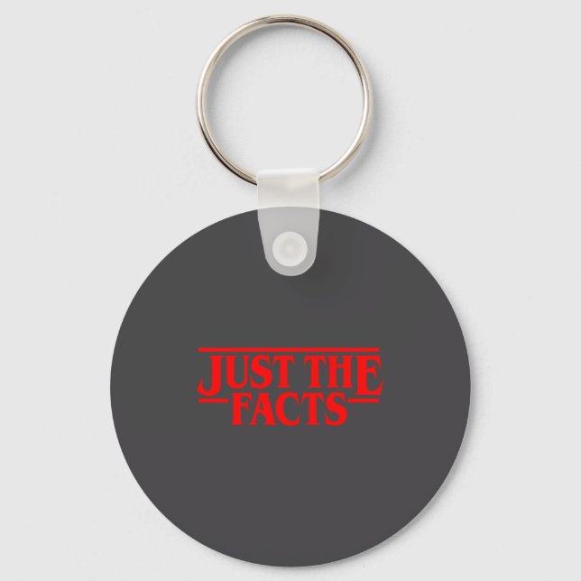 Retro Red Quote Just The Facts Funny Basic Simple  Keychain (Front)