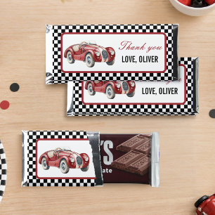 Retro Red Race Car Birthday Party Hershey Bar Favors