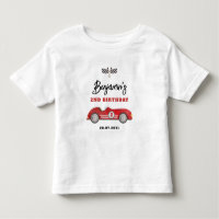 Retro Red Race Car Two Fast Boy 2nd Birthday