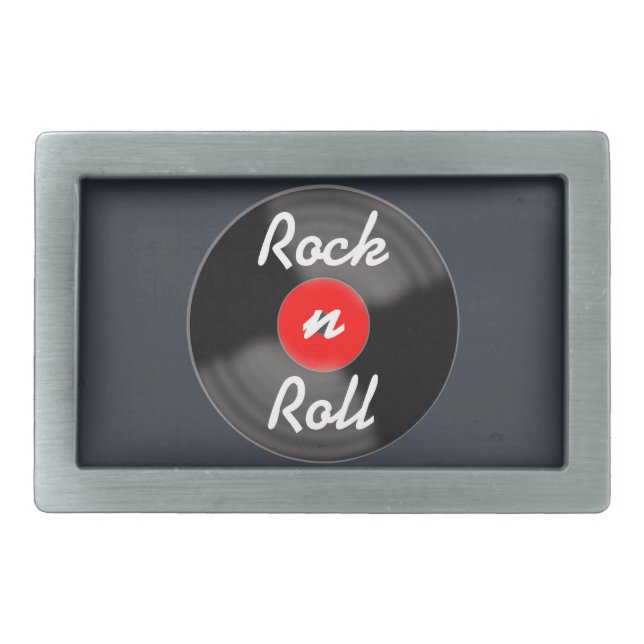 Retro Red Record Belt Buckle  (Front)