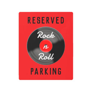 Retro Red Record Parking Metal Sign Art