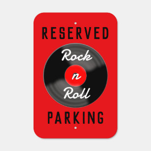 Retro Red Record Parking Metal Sign Art