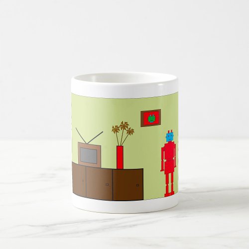 Retro Red Robot Coffee Mug