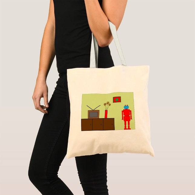 Retro Red Robot Tote Bag (Creator Uploaded)