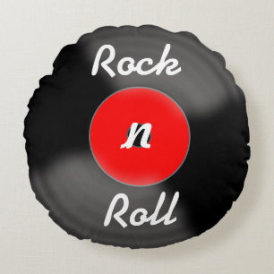 Retro Red Rock N Roll Vinyl Record Pillow
