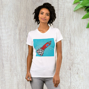 Retro Red Rocket Ship in Space Galactic T-Shirt