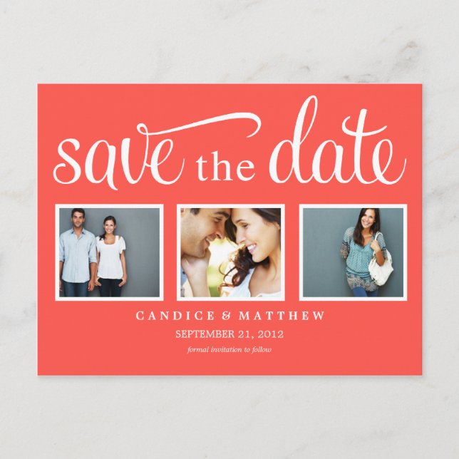RETRO RED | SAVE THE DATE ANNOUNCEMENT POSTCARD (Front)