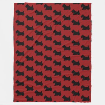 Retro Red Scottish Terrier Fleece Blanket by suncookiez at Zazzle