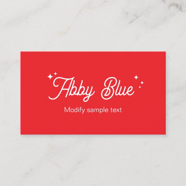 Retro Red Script Font Stars Business Card (Front)