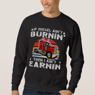 Retro Red Semi Truck Sunset – Big Rig Diesel Truck Sweatshirt