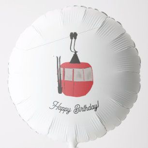 Retro Red Ski Gondola Lift Festive Birthday Balloon