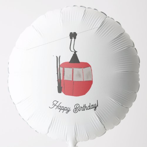 Retro Red Ski Gondola Lift Festive Birthday Balloon