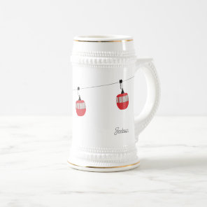 Retro Red Ski Gondola Lift Personalized Beer Stein