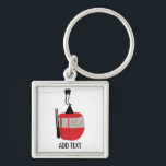 Retro Red Ski Gondola Lift Personalized Keychain<br><div class="desc">Minimalist red gondola lift design for skiers and skiing enthusiasts. Red ski gondola is perfect personalized festive Christmas holiday gift for him or her. Xmas ski skiing skier gifts.</div>