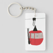 Retro Red Ski Gondola Lift Personalized Keychain