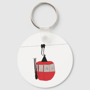 Retro Red Ski Gondola Lift Personalized Keychain