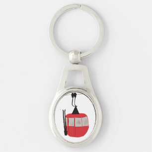 Retro Red Ski Gondola Lift Personalized Keychain