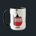 Retro Red Ski Gondola Lift Personalized Mug<br><div class="desc">Minimalist red gondola lift design for skiers and skiing enthusiasts. Red ski gondola is perfect personalized festive Christmas holiday gift for him or her. Xmas ski skiing skier gifts.</div>