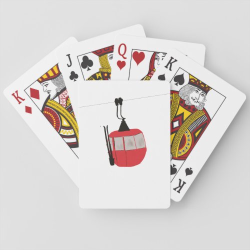 Retro Red Ski Gondola Lift Personalized Poker Cards