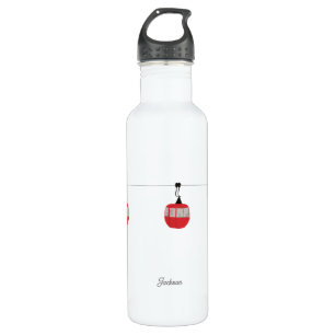Retro Red Ski Gondola Lift Personalized Stainless Steel Water Bottle