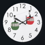 Retro Red Ski Gondola Lift Skiers Large Clock<br><div class="desc">Minimalist red gondola lift design for skiers and skiing enthusiasts. A red ski gondola is the perfect personalized festive Christmas holiday gift for him or her. Winter snow Christmas ski skiing skier gifts. Red ski lift gondola paper plates</div>