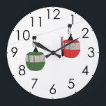 Retro Red Ski Gondola Lift Skiers Large Clock<br><div class="desc">Minimalist red gondola lift design for skiers and skiing enthusiasts. A red ski gondola is the perfect personalized festive Christmas holiday gift for him or her. Winter snow Christmas ski skiing skier gifts. Red ski lift gondola paper plates</div>