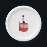 Retro Red Ski Gondola Lift Skiers Paper Plates<br><div class="desc">Minimalist red gondola lift design for skiers and skiing enthusiasts. A red ski gondola is the perfect personalized festive Christmas holiday gift for him or her. Winter snow Christmas ski skiing skier gifts. Red ski lift gondola paper plates</div>