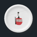 Retro Red Ski Gondola Lift Skiers Paper Plates<br><div class="desc">Minimalist red gondola lift design for skiers and skiing enthusiasts. A red ski gondola is the perfect personalized festive Christmas holiday gift for him or her. Winter snow Christmas ski skiing skier gifts. Red ski lift gondola paper plates</div>