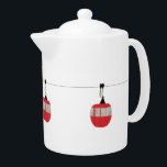 Retro Red Ski Gondola Lift Teapot<br><div class="desc">Minimalist red gondola lift design for skiers and skiing enthusiasts. Red ski gondola is perfect personalized festive Christmas holiday gift for him or her. Winter snow xmas ski skiing skier gifts.</div>