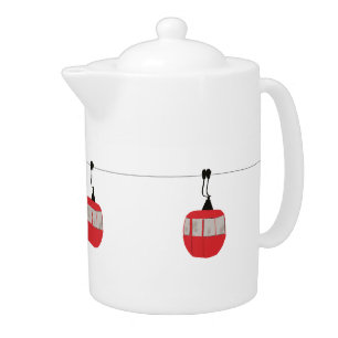 Retro Red Ski Gondola Lift Teapot
