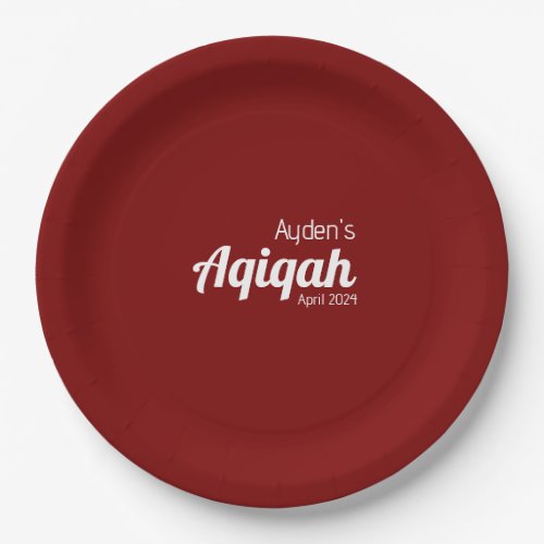 Retro Red Solid Color Plain Aqiqah Baby Shower Paper Plates