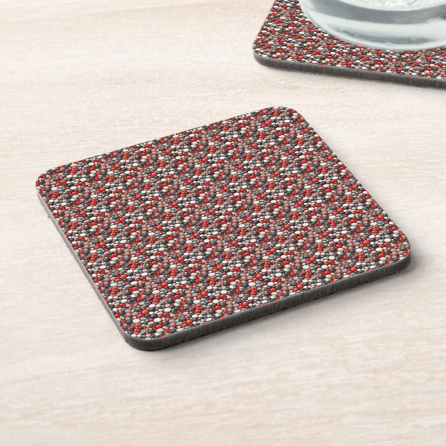 Retro Red Speckled Linoleum Pattern Beverage Coaster (Left Side)