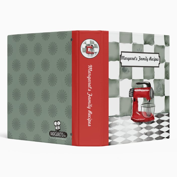 Retro red stand mixer baking recipe cookbook binde 3 ring binder