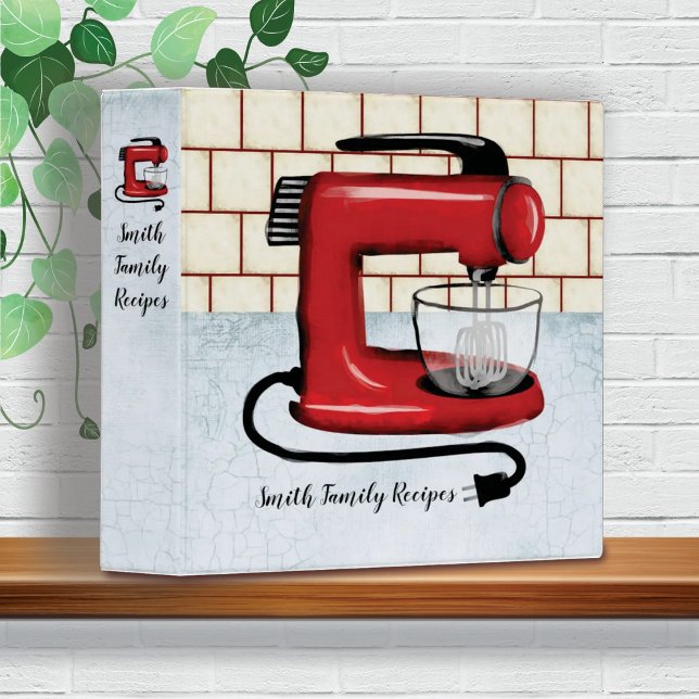Retro red stand mixer cookbook recipe binder (Creator Uploaded)