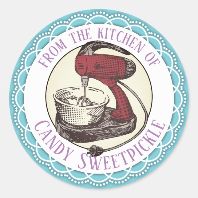 Retro red stand mixer from the kitchen of sticker (Front)