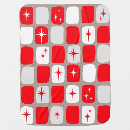 Retro Red Starbursts Baby Blanket