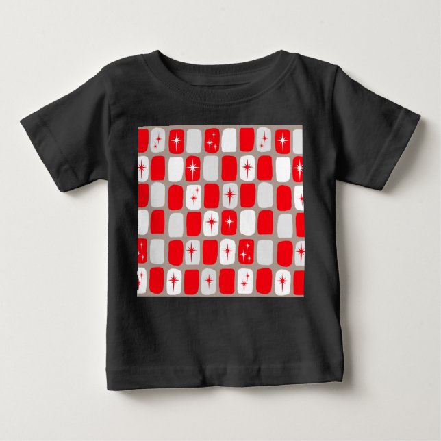 Retro Red Starbursts Baby T-Shirt (Front)