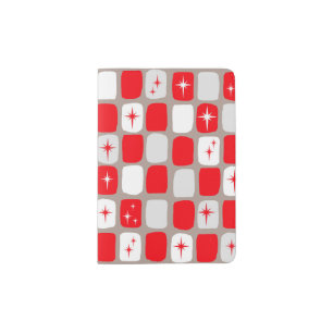Retro Red Starbursts Passport Holder