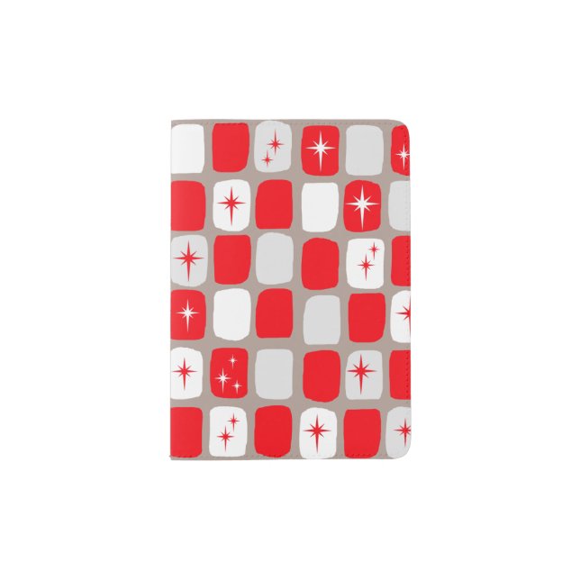 Retro Red Starbursts Passport Holder (Front)