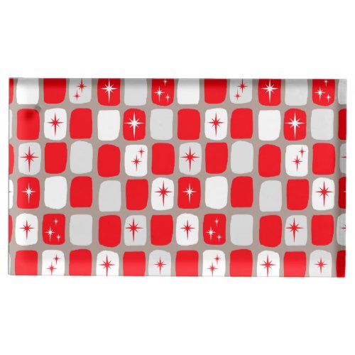 Retro Red Starbursts Table Card Holder