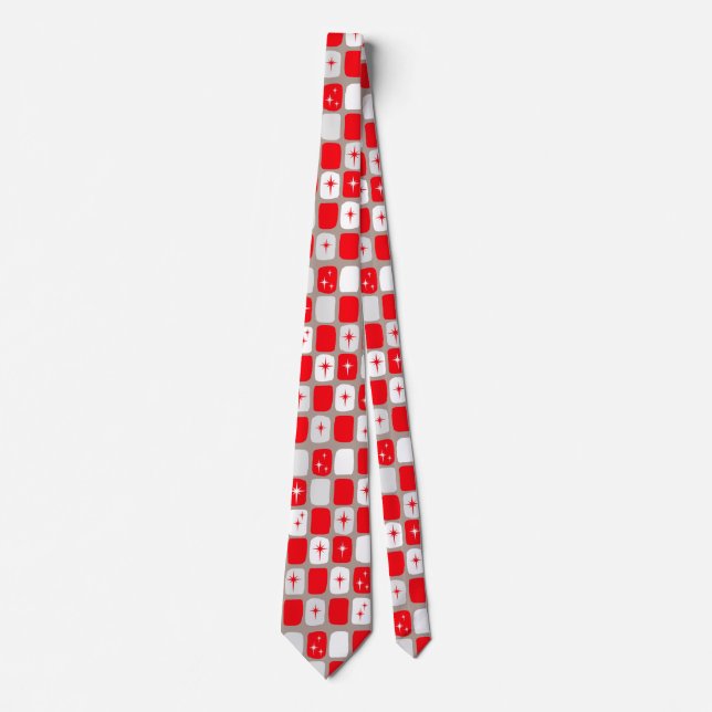 Retro Red Starbursts Tie (Front)