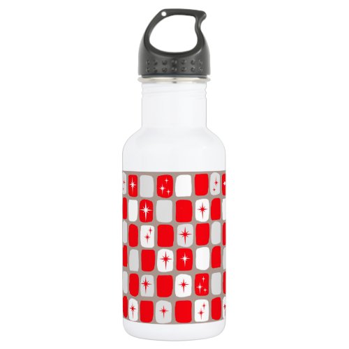 Retro Red Starbursts Water Bottle