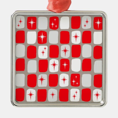 Retro Red Starburts Christmas Ornament